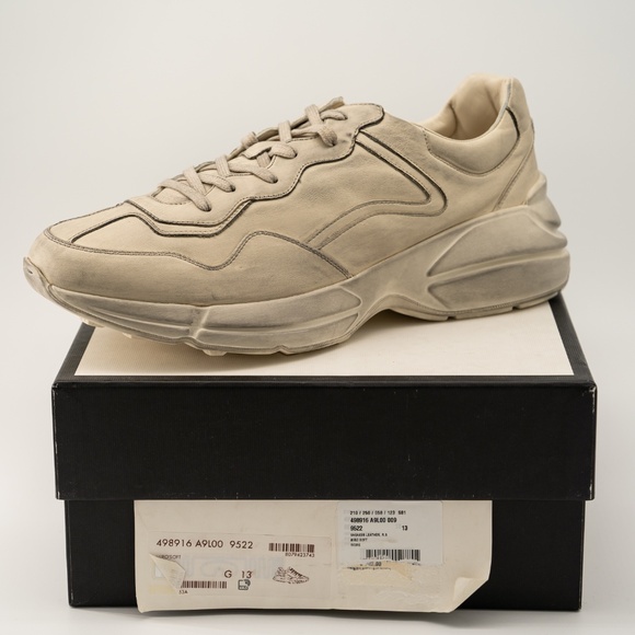 size 13G - Gucci Rhyton Distressed Sneaker Ivory Leather main image 4